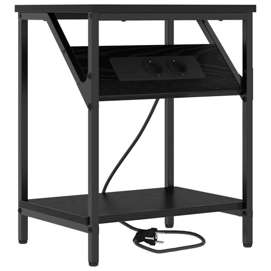  Sengeskaps 2 pcs Svart eik 38 x 30 x 48 cm Konstruert tre