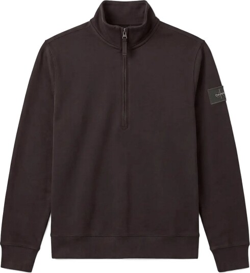 Calvin Klein Jeans Ls Eu 350Terry Badge Qtr Zip   PIRATE BLACK   L