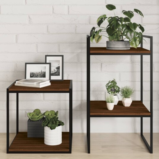 Vegghyller 4 stk brun eik 40x40x1,5 cm konstruert tre 8721012209213