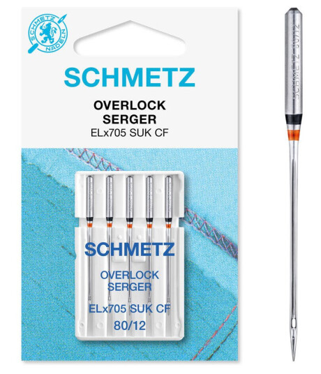 Schmetz Overlocknåler 80/12 Ballpoint ELx705 SUK CF, 80/12, 5-pack Schmetz Overlocknåler 80/12 Ballpoint ELx705 SUK CF, 80/12, 5-pack