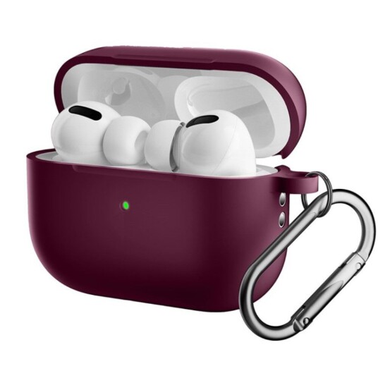 INCOVER Apple Airpods Pro 2nd Gen (2022) Silikondeksel med Karabinkrok Bordeaux