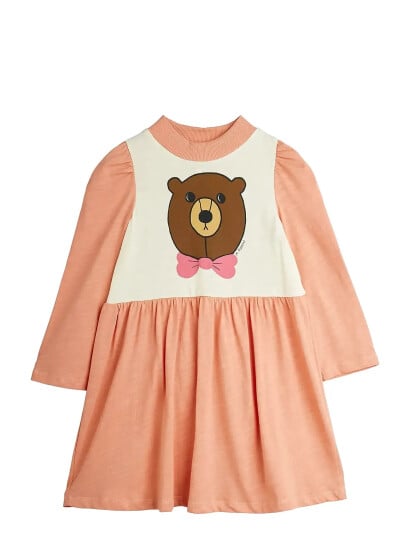 Mini Rodini Bear Sp Ls Dress - Coral - 140/146 Mini Rodini Bear Sp Ls Dress - Coral - 140/146