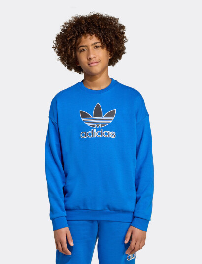 adidas Originals Genser Trefoil Crew - Blå/Svart Barn, størrelse 152 cm