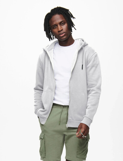 ONLY & SONS Onsceres Zip Thr. Hoodie Sweat Noos - Grey - XL ONLY & SONS Onsceres Zip Thr. Hoodie Sweat Noos - Grey - XL