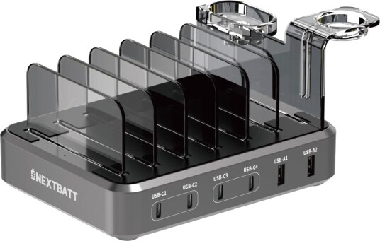 NEXTBATT 6-porters ladestasjon, 120 W Svart