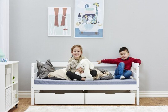Hoppekids Juniorseng + Madrass + Skuffer + Sengehest, ECO Comfort, 70x160cm