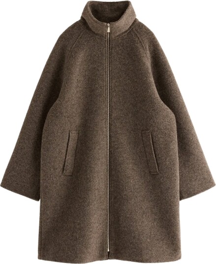 Lindex Coat In Wool Blend BROWN MELANGE XS