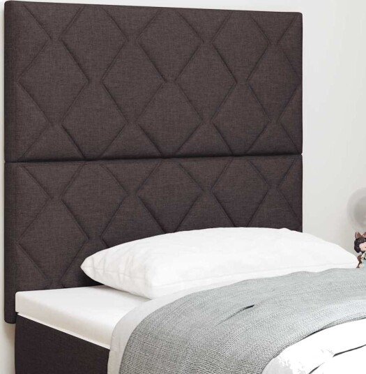 Sengegavl Diamantblokker Design Mørkebrun 90 cm Stoff