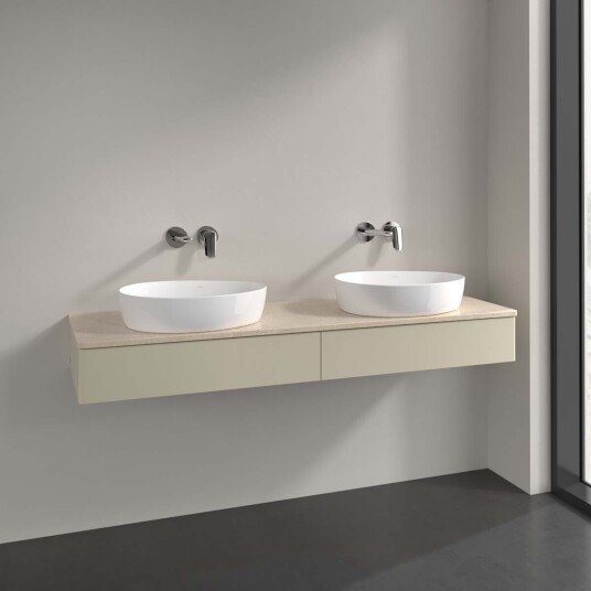 Villeroy & Boch Antao Servantskap med 2 skuffer 160x50x19 cm u/lys Grå Matt/Crème