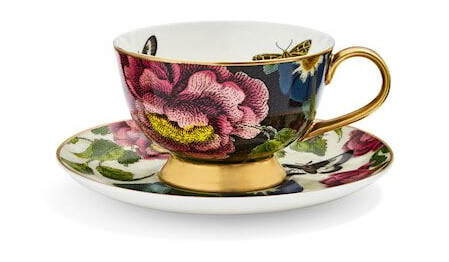 Spode Creatures of Curiosity Tekopp og fat Black & Cream 1738298-01-0 1738299-01-0