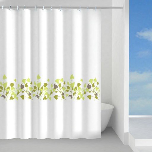 Hefe dusjforheng 120x200 cm, grønn blomst Hefe dusjforheng 120x200 cm, grønn blomst