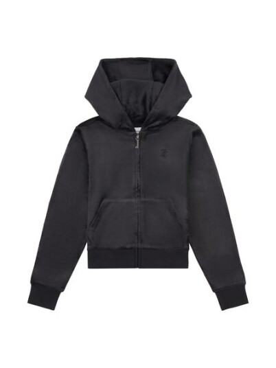 Juicy Couture Tonal velour Zip Thru hoodie - jet black