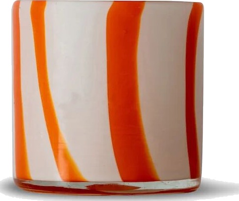 Byon Calore Lysestake XS 10 cm Oransje-Hvit Glass