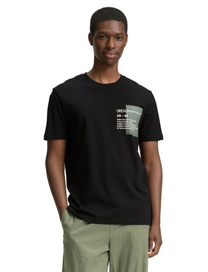 Tom Tailor Printed T Shirt Black M