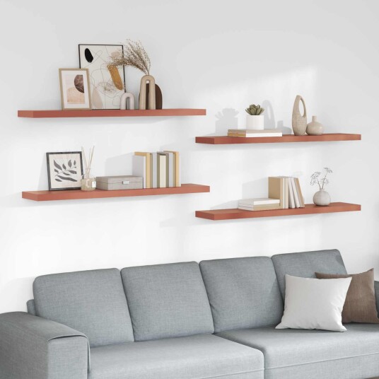 Vegghylle 4 pcs Rød 120 x 23,5 x 4 cm Konstruert tre Vegghylle 4 pcs Rød 120 x 23,5 x 4 cm Konstruert tre