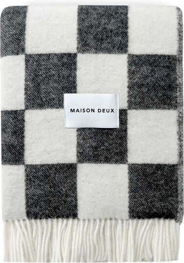 Maison Deux Checkerboard Blanket   White   130X 200CM