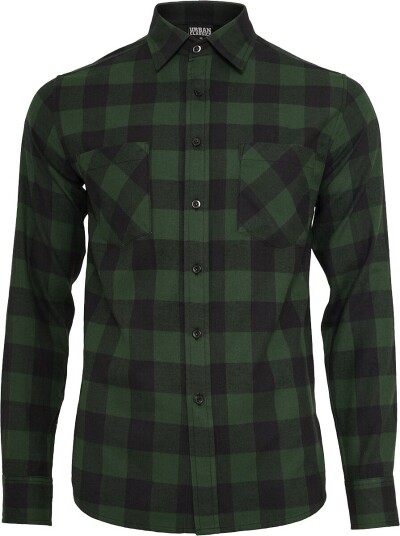 Urban Classics Flanellskjorte S til 4XL Herrer sort/mørk grønn