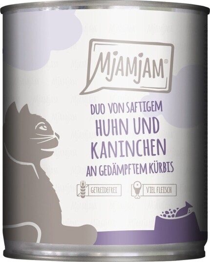 Mjamjam Våtfôr Økonomipakning Duo Saftig Og Kanin Med Dampet Gresskar Kylling 12 X 800 G