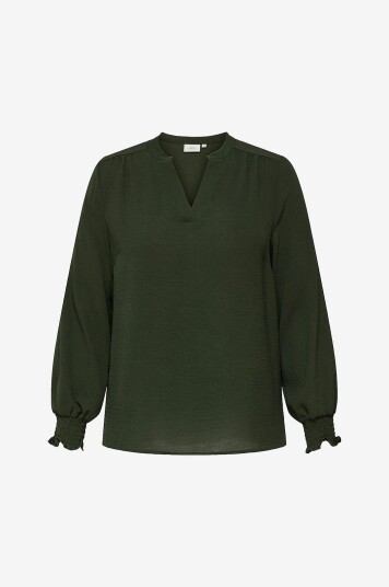 Only Carmakoma Bluse carMetta Life V neck Top Wvn Grønn