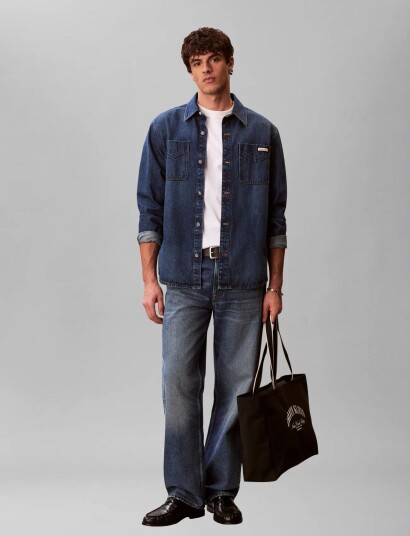 Calvin Klein Jeans 90S Horizon Overshirt Blue XS