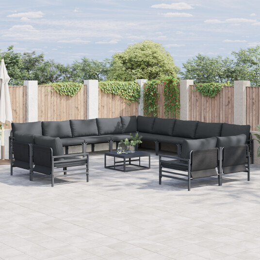 vidaXL Hagesofa Set 13 stk. Svart Stål