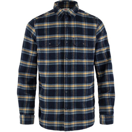 Fjellreven Men's Övik Heavy Flannel Shirt Dark Navy-buckwheat Brown XS