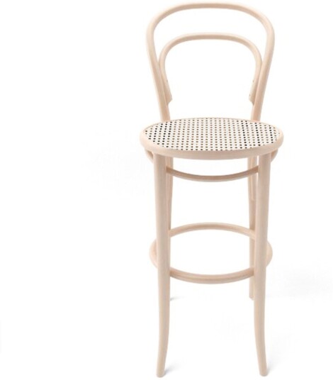 Ton - Barstool 14 Low Natural Beech Lacq. / Cane Barstoler Michael Thonet Tre Farget