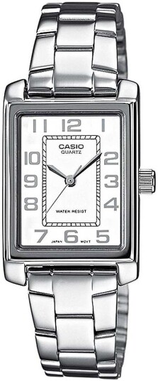 Casio Dameklokke LTP 1234PD 7BEG Collection Hvit/Stål Casio Dameklokke LTP 1234PD 7BEG Collection Hvit/Stål