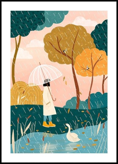 Rainy Day Stroll Poster Plakat / 40x50cm