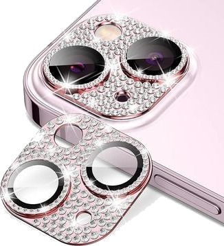 MTP Products iPhone 15/15 Plus Hat Prince Glitter Kamera Linse Beskyttelse Rosa