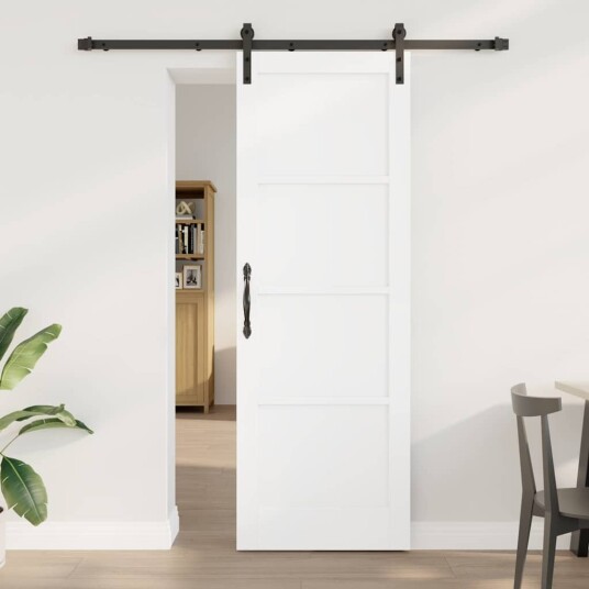 vidaXL skyvedør med hardware sett hvit 73,5x211 cm solid furutre