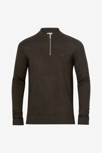 Lindbergh Genser Half Zip Merino Mock Neck Brun