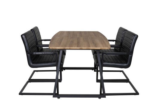 Venture Design Inca & Art spisegruppe Natur/svart 4 st stoler & bord 160 x 85 cm