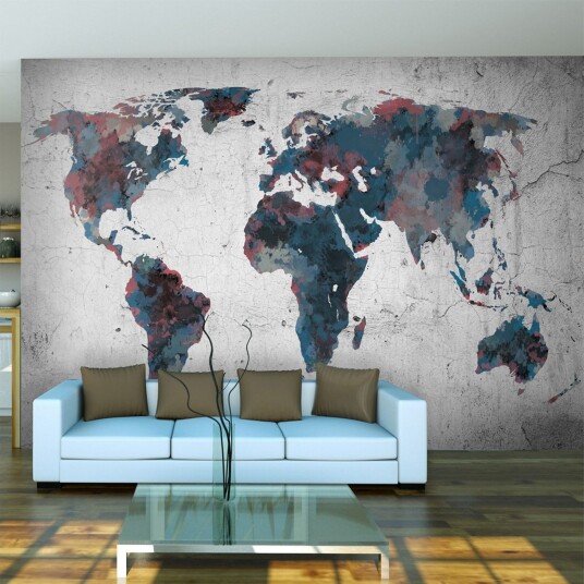 Fototapet World Map On The Wall 250x193 - Artgeist sp. z o. o.