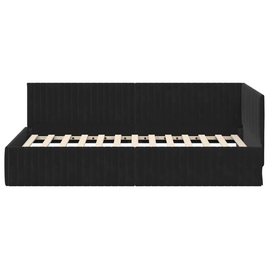 Hjørnesengramme med hodegjerde Svart 100 cm x 200 cm Fløyel Hjørnesengramme med hodegjerde Svart 100 cm x 200 cm Fløyel
