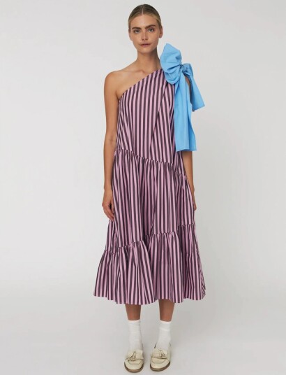 Stella Nova Striped Bow Maxi Dress   Pink   34