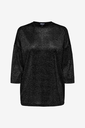 Only Carmakoma Topp carSilvery Glamour Lurex 3/4 Svart Only Carmakoma Topp carSilvery Glamour Lurex 3/4 Svart