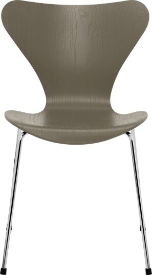 Fritz Hansen - Sjuan 3107 Olive Green Färgad Ask/chrome Spisestoler Arne Jacobsen Grønn Metall/tre