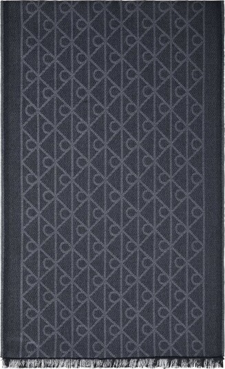 Calvin Klein Tonal Aop Jcq Lw Scarf   Black   ONE SIZE