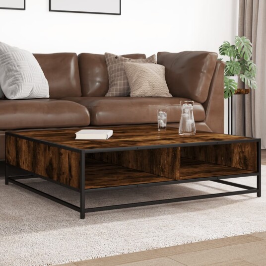 Salongbord røkt eik 100x100x30 cm konstruert tre og metall 8721102838354