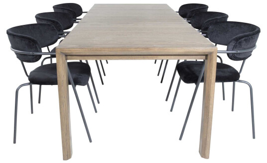 Venture Design Slider & Arrow spisegruppe Natur/svart 6 st stoler & bord 170 x 95 cm
