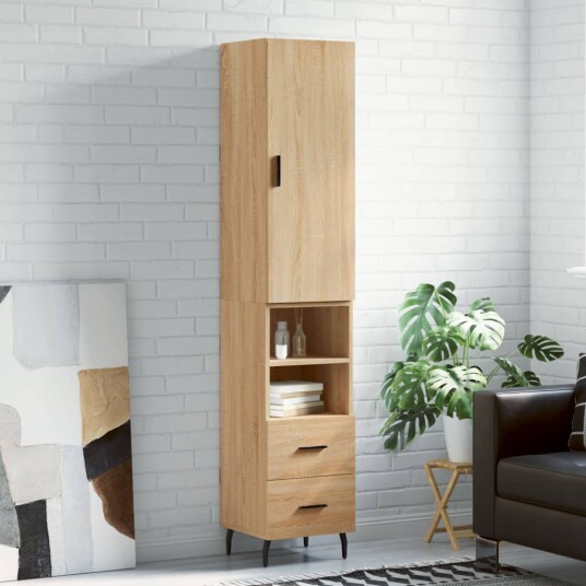 vidaXL Highboard sonoma eik 34,5x34x180 cm konstruert tre 8720845483548