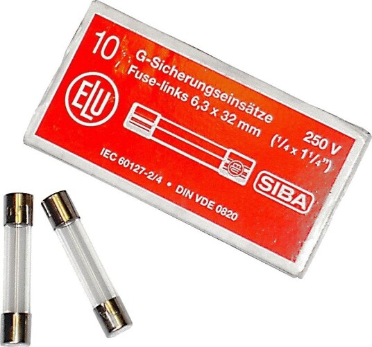 Siba 7005961.0,25 Finsikring 6 X 32 mm, Treg, 10-Pakning 250 Ma