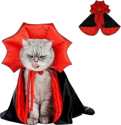 Halloween Vampyrkappe til Hund og Katt Rød/Svart
