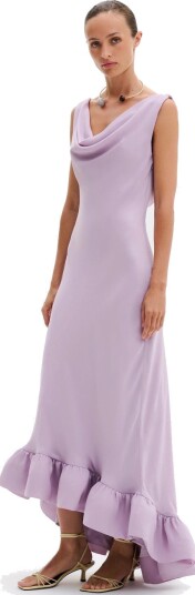 Malina Alia Cowl Neck Ruffled Maxi Dress Pink 36 Malina Alia Cowl Neck Ruffled Maxi Dress Pink 36