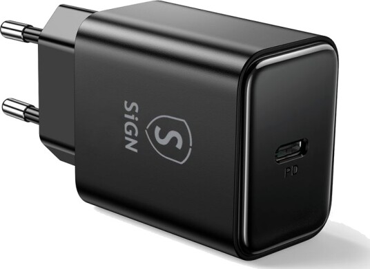 SiGN USB-C PD Lader 20W Svart SiGN USB-C PD Lader 20W Svart