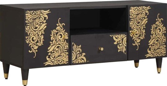 TV skap med skuff Svart 105 x 33 x 46 cm Massiv mango tre TV skap med skuff Svart 105 x 33 x 46 cm Massiv mango tre