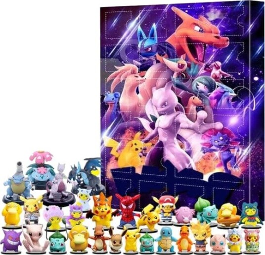 Pikachu julekalender blindboks med 24 figurer 24 dagers nedtelling til jul samleobjektgave for barn og voksne