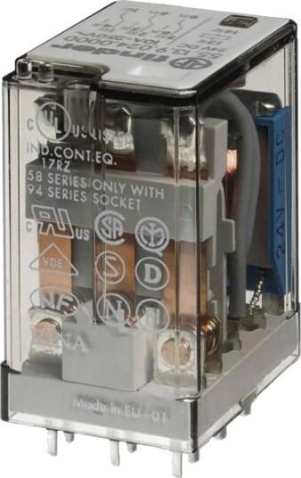 Finder 55.13.9.024.0000 Koblingsrelé 24 V/Dc 10 A 3 X Vekslere 10 Stk Brett