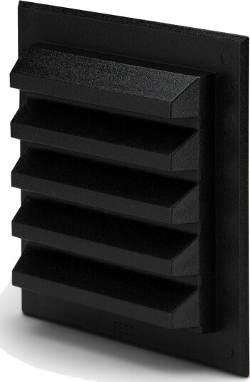 Ventilrist Fresh Utvendig Plast Sort, 115x115 mm